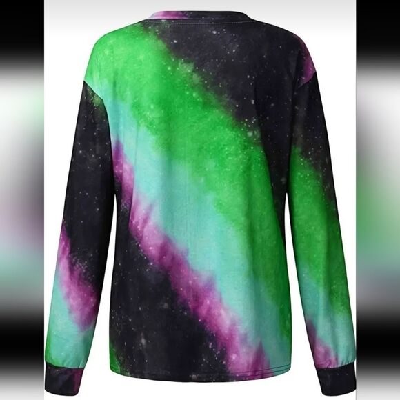 Tie Dye Crew Neck T-Shirts Ombre Round Neck Long Sleeve Sz Large - Picture 3 of 3